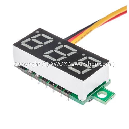 DC mini 0.36” digital red led display 0-100v meter 3 wire15