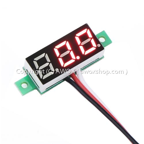 DC mini 0.36” digital red led display 0-100v meter 3 wire4