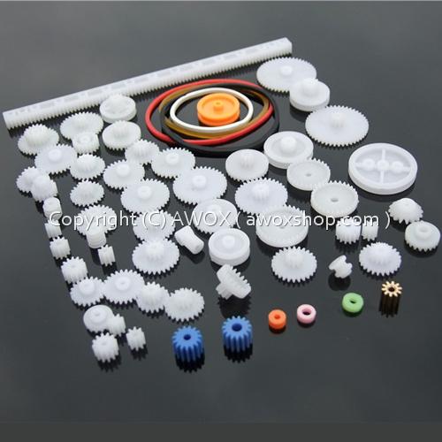 Smart Electronics 75PCSlot Plastic gear,rack,pulley,belt,Worm gear,Single-and double-gear,8-56 teeth1